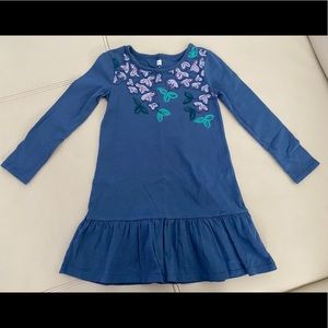 Tea Collection Dress 5 Blue Floral Long Sleeve